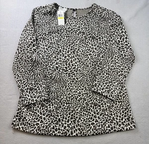 Camisa Van Heusen Mujer Mediana Estampado Leopardo Manga Larga Elastizada Pullover Marrón - Imagen 1 de 9