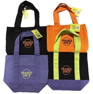 Trader Joe's Mini Halloween Canvas Tote Bag Set Of 4 RARE LIMITED New “IN HAND” - Picture 1 of 5