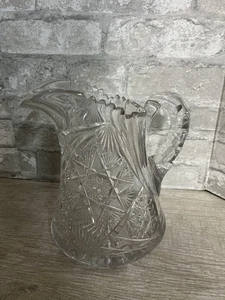 "Antigua jarra de cristal de corte de período brillante americano de 7,5"" de alto" - Imagen 1 de 6