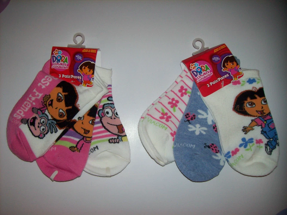 Paquete de 3 pares de calcetines Dora para niñas talla 6-8 botas seleccionadas Ladybugs flores nuevas en paquete Foto 1 de 1