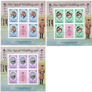 1981 Royal Wedding Charles & Diana MNH Stamp Sheetlets Ghana Imperf SG 952-954 - Picture 1 of 1
