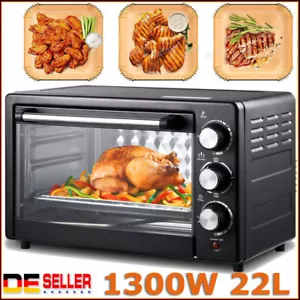 Minibackofen mit Grillplatte(22L), Timer, 1300W, Temperatur bis zu 250 ℃ Schwarz - Bild 1 von 9
