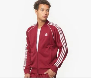 NEW MEN'S ADIDAS ORIGINALS SUPERSTAR TRACK JACKET ~SIZE SMALL #DU1347 BURGUNDY - Picture 1 of 9