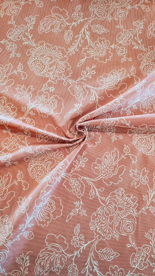 Reversible Red Floral Brocade Upholstery Fabric - Sold by the Yard - Image 1 of 1