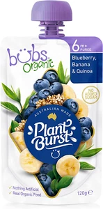 Bubs Organic Blueberry, Banana and Quinoa Pouch 120 G, 120 G, Blueberry, Bana... - Picture 1 of 12
