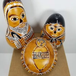Peru handgeschnitzte Kürbis Krippe - Maria, Josef, Jesuskind - 10000 Dörfer - Bild 1 von 7