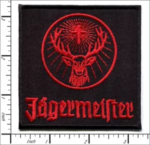 Jagermeister~liquer~Toppa ricamata~3 1/8"" x 3 1/8"" quadrato~ferro o cucito - Foto 1 di 1