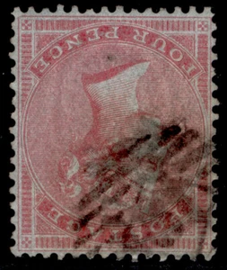 GB QV SG62Wi, SCARCE 4d carmine SMALL GARTER WMK INV, FINE USED. Cat £1200. - Picture 1 of 1