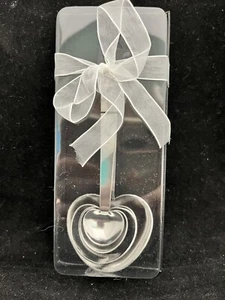 Stainless Steel Heart Shaped Measuring Spoons ~ 4 Sizes ~ Romance Inscriptions - Picture 1 of 1