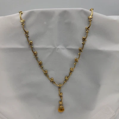 Collar Avon Briolette Vid Gota Y Topacio Ámbar Estrás Transparente Tono Dorado. Foto 1 de 4