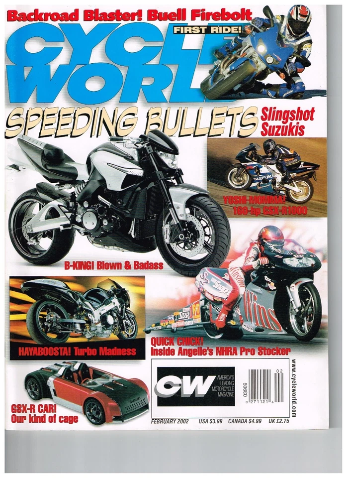 CYCLE WORLD -February 2002-nhra pro stocker-hayaboosta turbo madness - Image 1 of 1