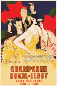 Duval Leroy French Champagne Poster, Party Liquor Bar, Vintage Wall Art Poster - Picture 1 of 9