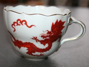 Tasse Kaffeetasse Tasse Meissen Porzellan Ming Drache Rot Kaffee Tasse - Bild 1 von 8