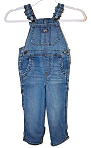 Vtg Kids OSHKOSH B'GOSH BLUE JEAN OVERALLS Sz 3T Toddler Denim Dungarees Vestbak - Picture 1 of 13