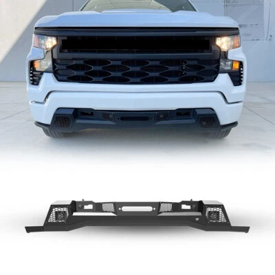 Steel Front Center Bumper+LED Lights For 2022-2024 2025 Chevrolet Silverado 1500 - Image 1 of 4