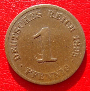 GERMANY 1 Pfennig 1895 J Hamburgische Münze Wilhelm II type 2 RARE NICE COIN - Picture 1 of 12