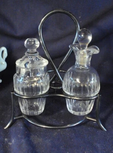 Cristofle condiment set castor silver plate stand baccarat bottles - Picture 1 of 4
