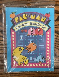 Pac-Man Vtg Electronic Video Game Console Rub-down Transfer Set - New in Package - Picture 1 of 3