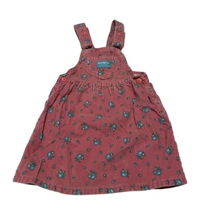 Vintage 90's Oshkosh B'gosh Pink Blue Floral Jumper dress 4 Corduroy Union Made - Picture 1 of 7