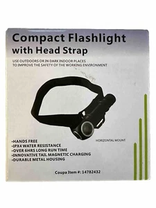 LED Compact Flashlight Hands Free USB Chargeable Great For Camping Hiking - Picture 1 of 4