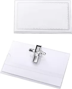 10 x Namensschilder für Kleidung Ausweishalter mit Clip+Nadel Namenschild-Halter - Bild 1 von 4