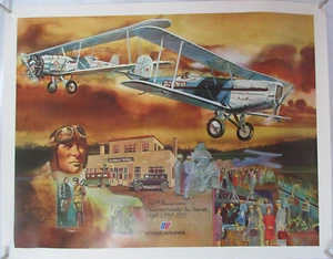 United Airlines 50th Anniversary Transcontinental Air Services Poster GUC - Picture 1 of 6
