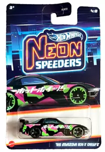 Hot Wheels '95 Mazda RX7 Drift 4/8 Neon Speeders 2024 1:64 modellino auto giocattolo - Foto 1 di 13