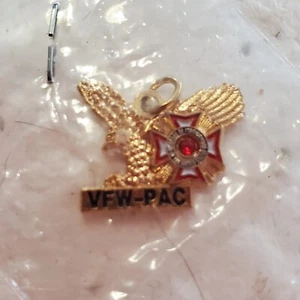 Collar Colgante De Colección VFW PAC Tonificado Dorado Águila Calva Logo Colgante Rojo Joyas Nuevo en Paquete - Imagen 1 de 3