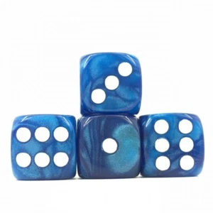Juego de dados 16 mm (6 unidades) AZUL PERLA BLANCO PIPS D6 nuevo ND-3202 - Imagen 1 de 1