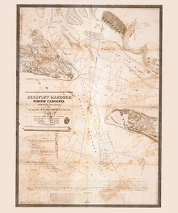 1839 Karte von Beaufort Hafen North Carolina - Bild 1 von 5