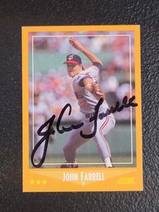 JOHN FARRELL 1988 SCORE AUTOGRAPHED SIGNED AUTO BASEBALL CARD 620 INDIANS