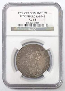 1782 GCB Germany Half Taler Regensburg NGC AU 58 - Picture 1 of 3