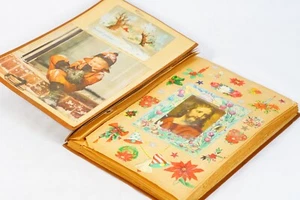 Ephemera Scrap Book, Big 1920-30s, 23 Pages Cut Outs Holiday Cards - Picture 1 of 23
