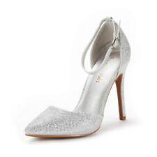 Women Ankle Strap Pointed Toe High Stilettos Heel Wedding Pump Shoes