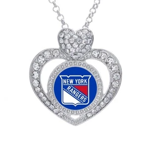 New York Rangers Womens CZ Pendant And 925 Sterling Silver Necklace D21 - Picture 1 of 5
