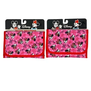 Disney Minnie Mouse Organizador de Viaje Cartera Rosa Estampado Completo Paquete de 2 - Imagen 1 de 5
