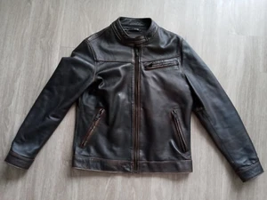 Chaqueta de cuero Thursday para hombre marrón talla pequeña ajuste deportivo - Imagen 1 de 9