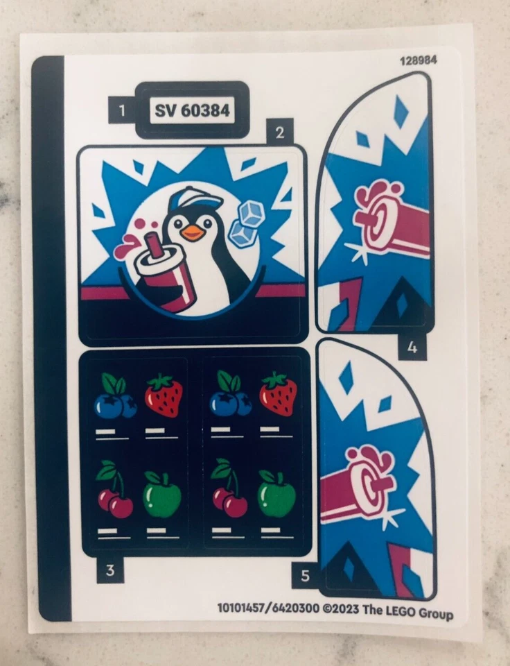 LEGO STICKER SHEET for 60384 Penguin Slushy Van, New & Genuine! - Image 1 of 1