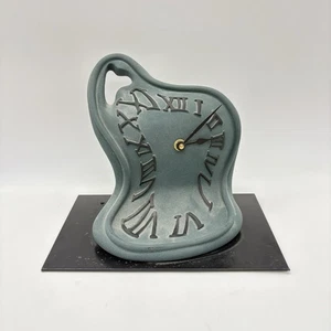 Vintage Antartidee Italy - Heavy Wooden Melting Clock Desk Table Top Dali Blue - Picture 1 of 8