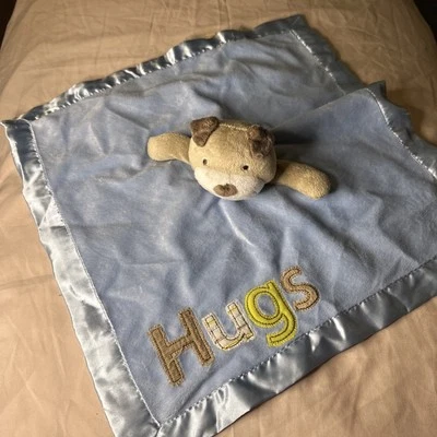 Cachorro Perro Peluche Lovey Manta Azul Abrazos Satén Seguridad Manta Carter’s Rattle Foto 1 de 4