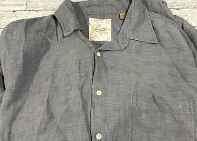 Camisa con botones Tasso Elba Island para hombre XXL manga corta seda mezcla de lino gris 2XL Foto 1 de 4