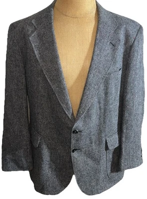 Vintage Barrington Men's 46R Wool Blazer Navy Gray Check Sport Coat Jacket - Image 1 of 4