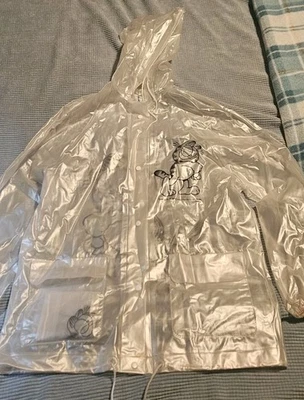 Garfield the Cat Original Rain Coat Jacket Size M Clear Hooded With Clear Bag - Image 1 of 4