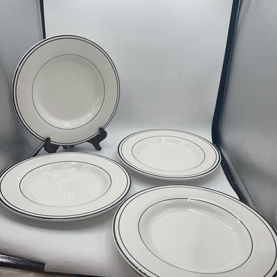 Cuencos de pasta Pottery Barn Marina 12" blancos con banda negra Chop Classic (4) Foto 1 de 4