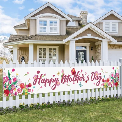 Large Happy Mother'S Day Banner Decorations 120X20 Inch Mothers Day Yard Sign Ho - Image 1 of 4