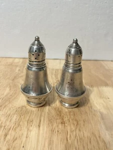 Antique Mayflower Salt And Pepper Shakers Sterling Silver Weighted Tableware - Picture 1 of 3