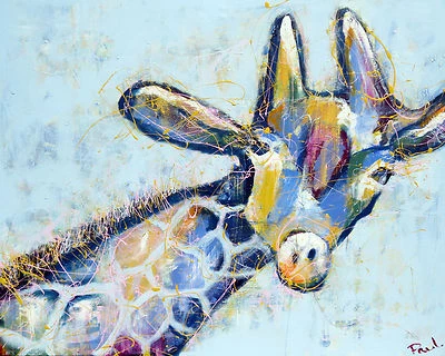 MASSIVE Graffiti Street Art  Giraffe  Print Large Canvas Painting andy baker - Image 1 of 4