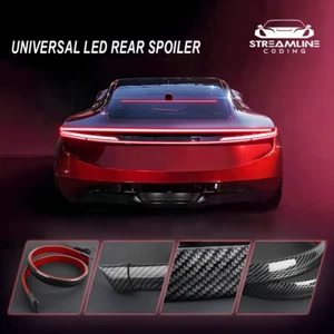 Universal LED Lip Rear Spoiler Kit for Trunk Car Brake Light Trunk Roof Wing US - Picture 1 of 10