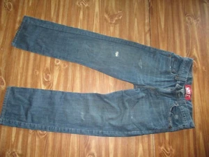 Girls 12 reg Levi 514 Slim Straight Jeans. Dark blue levis with holes frays - Picture 1 of 4
