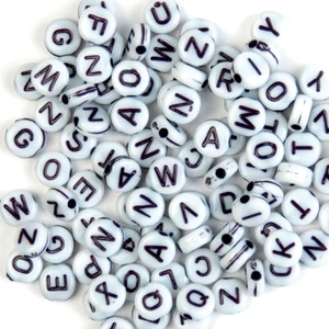 Trimits 100 x Alphabet Beads Black & White Jewellery Children Papercraft - Picture 1 of 1